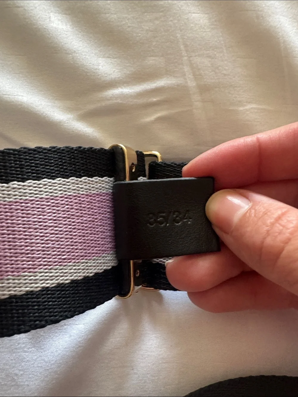 Authentic Versace Pink and Black Elastic Waist Belt with Gold Hardware